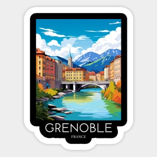 A Pop Art Travel Print of Grenoble - France Sticker